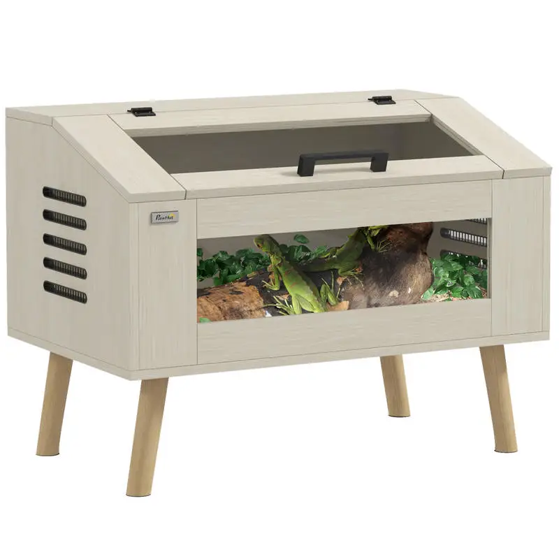 Terrarium pour reptiles, vivarium pour serpents 111L avec fenêtres et verre trempé, couvercle, 80 x 50 x 60 cm, expédition depuis un entrepôt local