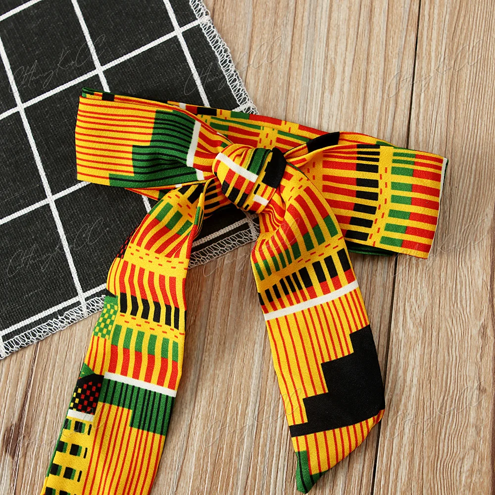 Cute Children African Jumpsuit Clothes For Baby Girl Summer Long sleeve Romper Ruffle Bodysuit Jumpsuit+Headhand Toddler Outfits