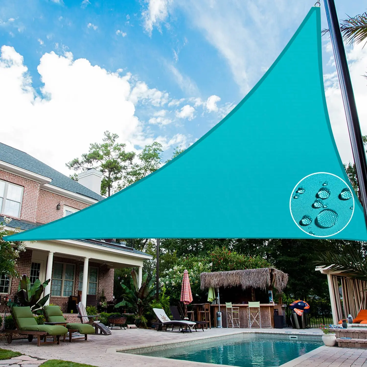

Paradise 16' x 16' x 16' Waterproof Sun Shade Sail Triangle, Turquoise Shade Canopy 95% UV Block Shade Cloth for Cover Gar