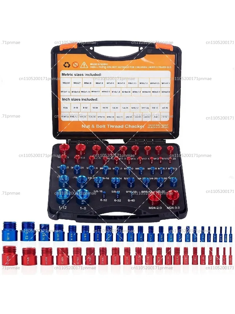 Thread Checker Gauge 52-Piece Set, Metric and Inch Nut and Bolt Sizing Tool