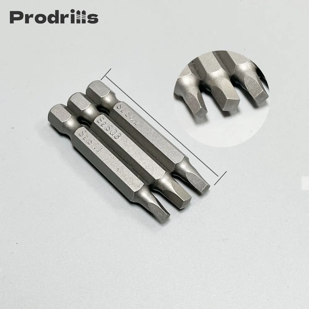 Prodrills 50/100mm Magnetic Square Screwdriver Set 3Pcs S2 Hand Tools SQ1/SQ2/SQ3