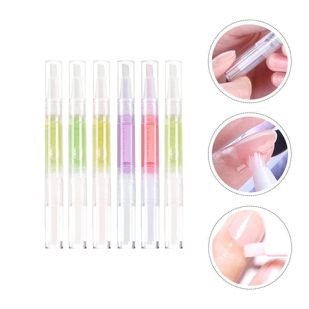 6 Pcs Cuticle Revitalizer Oil Pen Plant Extracts Nourishing Care Manicure Essential Repair Hydrate Nail Treatment Beauty Salon