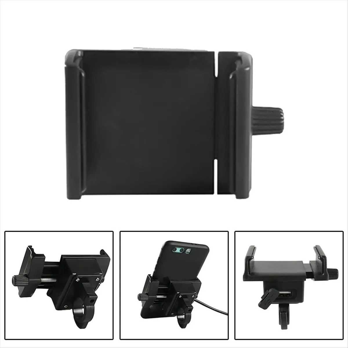 (A21Z) 48V Phone Charger Electric Bicycle Mount Adjustable Width Stand Max Phone Size 95mm Motorbike Riding Easy to Install