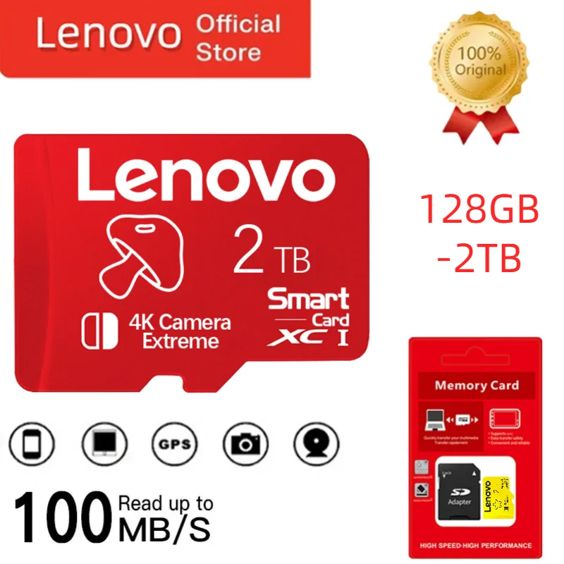 Lenovo-フルHDメモリーカード,マイクロTf,SDカード,フラッシュカード,電話,カメラ,mp3,u3,v30,4k,64gb,128gb,512gb 2テラバイト、1テラバイト