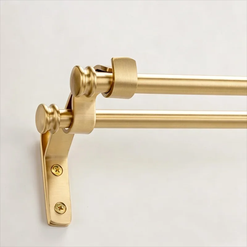 Brass Towel Rack Bathroom Wall Mount Towels Holder Luxury Modern Golden Bath Towel Rack Kitchen Dishcloth Shelf and Curtain Rod view 5