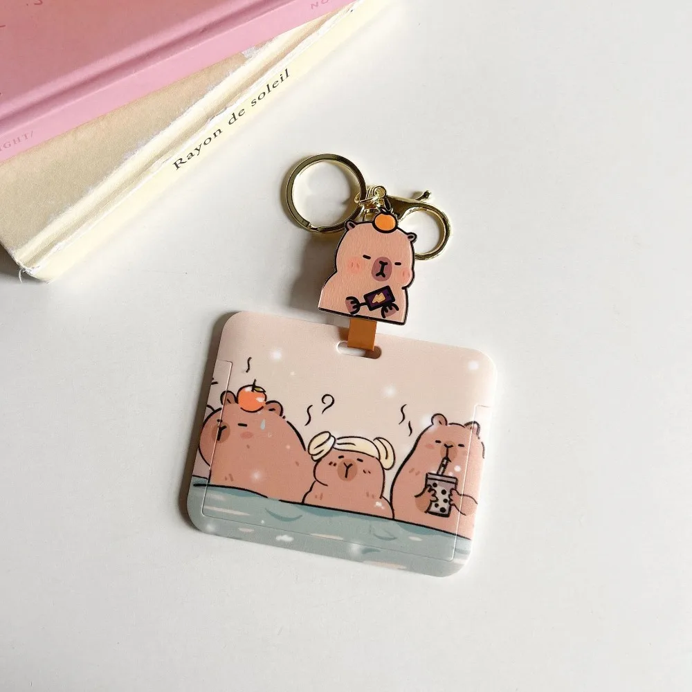 ABS Capybara Card Holder Badge Sleeve Elastic Animal Bus Card Sleeve Retractable Rope Waterproof Cartoon Card Case Work