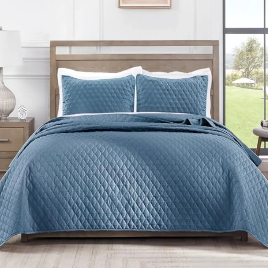 

Двусторонний комплект постельного белья с подушками, легкие стеганые одеяла, мягкие покрывала для кроватей размера Cal, подходят для всех сезонов.