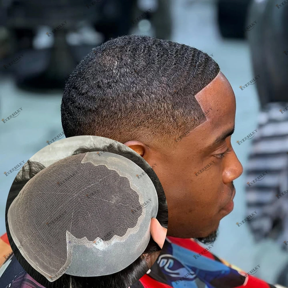 

Необнаружимый кружевной передний 100% человеческие волосы, мужской парик, отбеливающие узлы, 360 волн, 8 мм/10 мм, черный мужской капиллярный протез Q6, кружевной парик