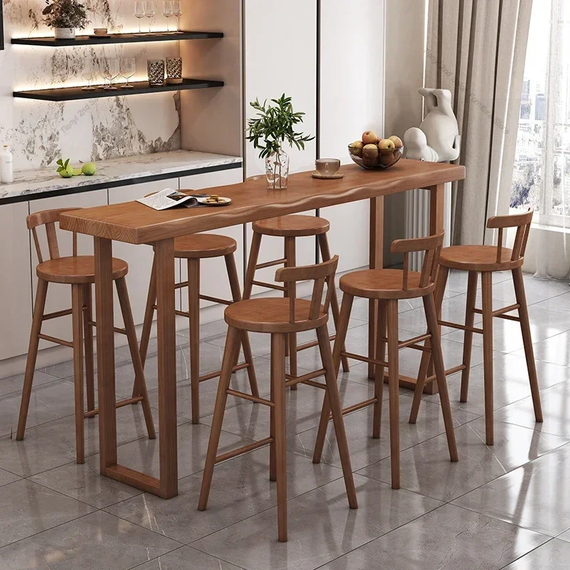 

Nordic Wood Bar Table Domestic Balcony Senior Lean Against The Wall High Bar Table Coffee Bistro Pub Dj Furniture Mesa Alta FYBT