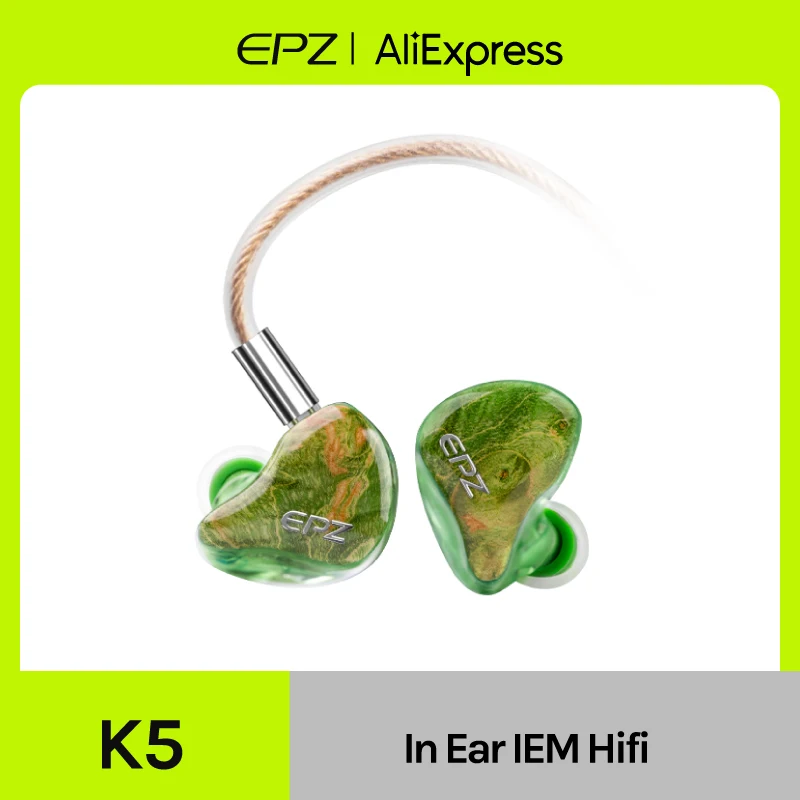 EPZ K5 1DD+4BA Monitor IEM Earphone Wired HIFI  In Ear Earbuds Three-In-One 0.78 2 Pin Single Crystal Copper Upgrade Cable