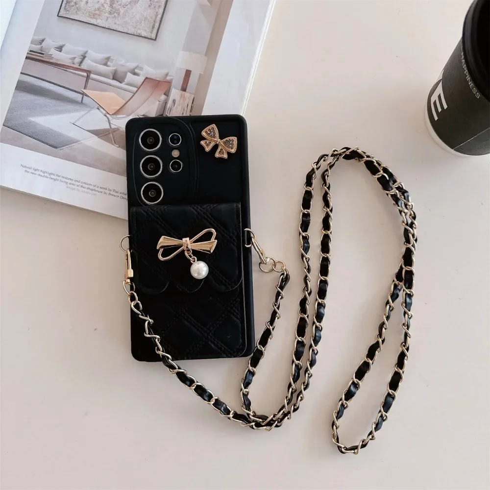 3D Bowknot Crossbody Card Holder Wallet Phone Case For Samsung Galaxy A17 A07 A56 A36 A26 A06 A55 A35 A25 A15 A05S A05 A54 A53