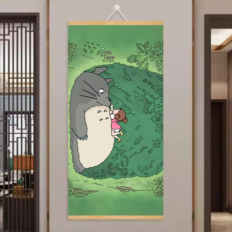 My Neighbor Totoro Canvas Decorative Painting Frameless Cartoon Warm Healing Totoro Printed Room Decoration Poster Holiday Gift