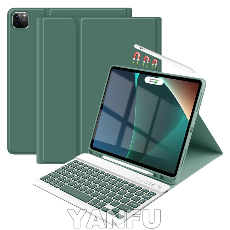 

Чехол для iPad Pro 11 с клавиатурой, съемная беспроводная клавиатура, чехол для планшета iPad Pro 11 2022/2021/2020/2018 4-го/3-го/2-го поколения, Funda