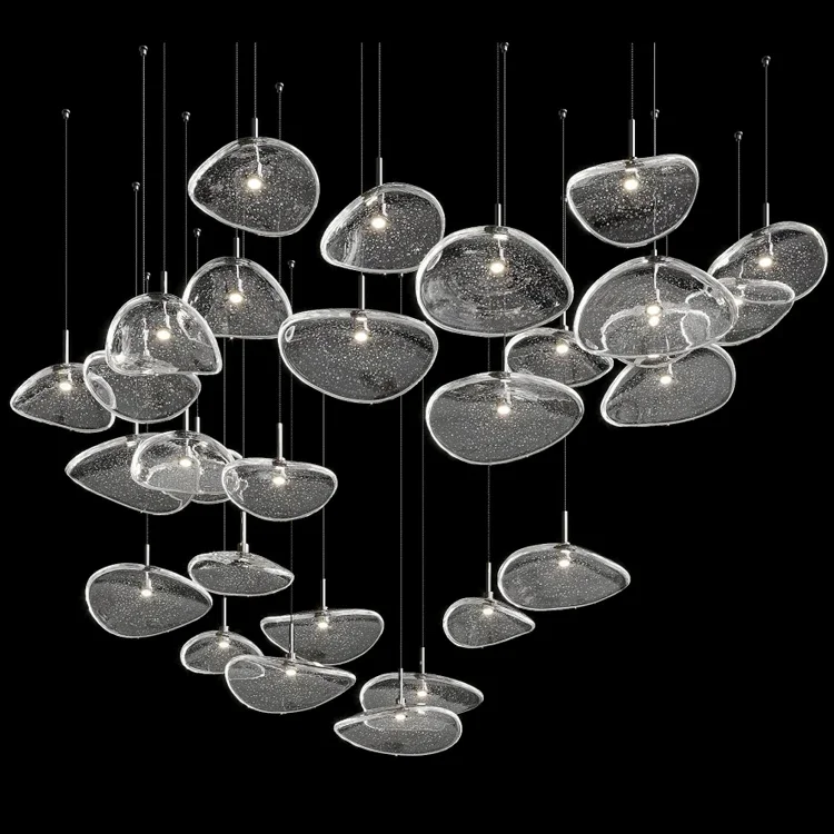 Custom Modern LED   for Hotels Banquet Halls Lounges Featuring Warm White Glass Feather for Interior Decor Room