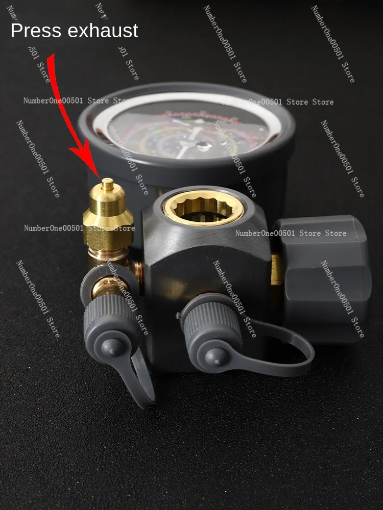 R22r32 Press Exhaust Oil Filling Single Meter Fluorometer Air Conditioning Pressure Gauge Refrigeration Repair Tool