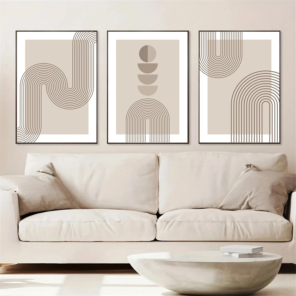 

Bohemia Abstract Beige Geometry Lines Poster Canvas Painting Wall Art Print Picture Modern Living Room Interior Home Decoration
