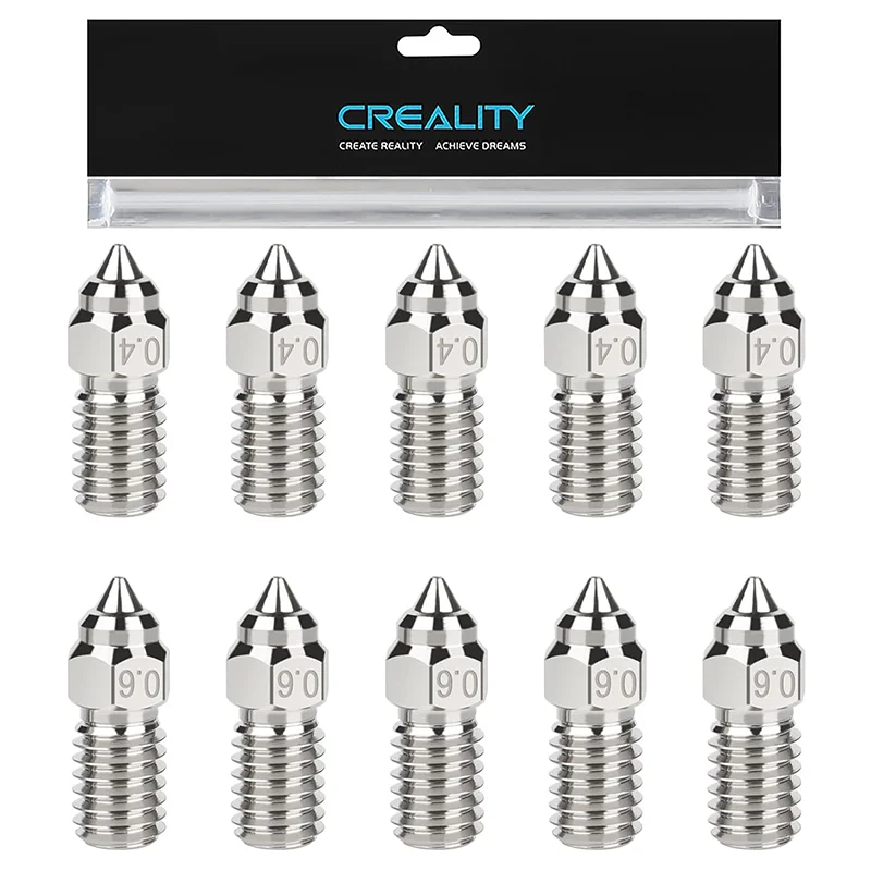 

Creality Ender 3 V3 SE Copper Alloy Nozzle Kit,5PCS 0.4mm Nozzle + 5PCS 0.6mm Nozzle for Ender 5 S1,Ender7 3D Printer