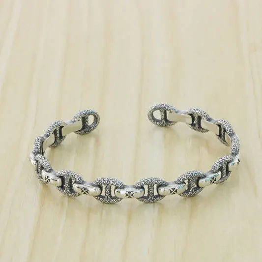 Original Design S925 Sterling Silver Pig Nose Bracelet Fashion Ornament Small Group Bracelet Texture Personalized Silver Fashion