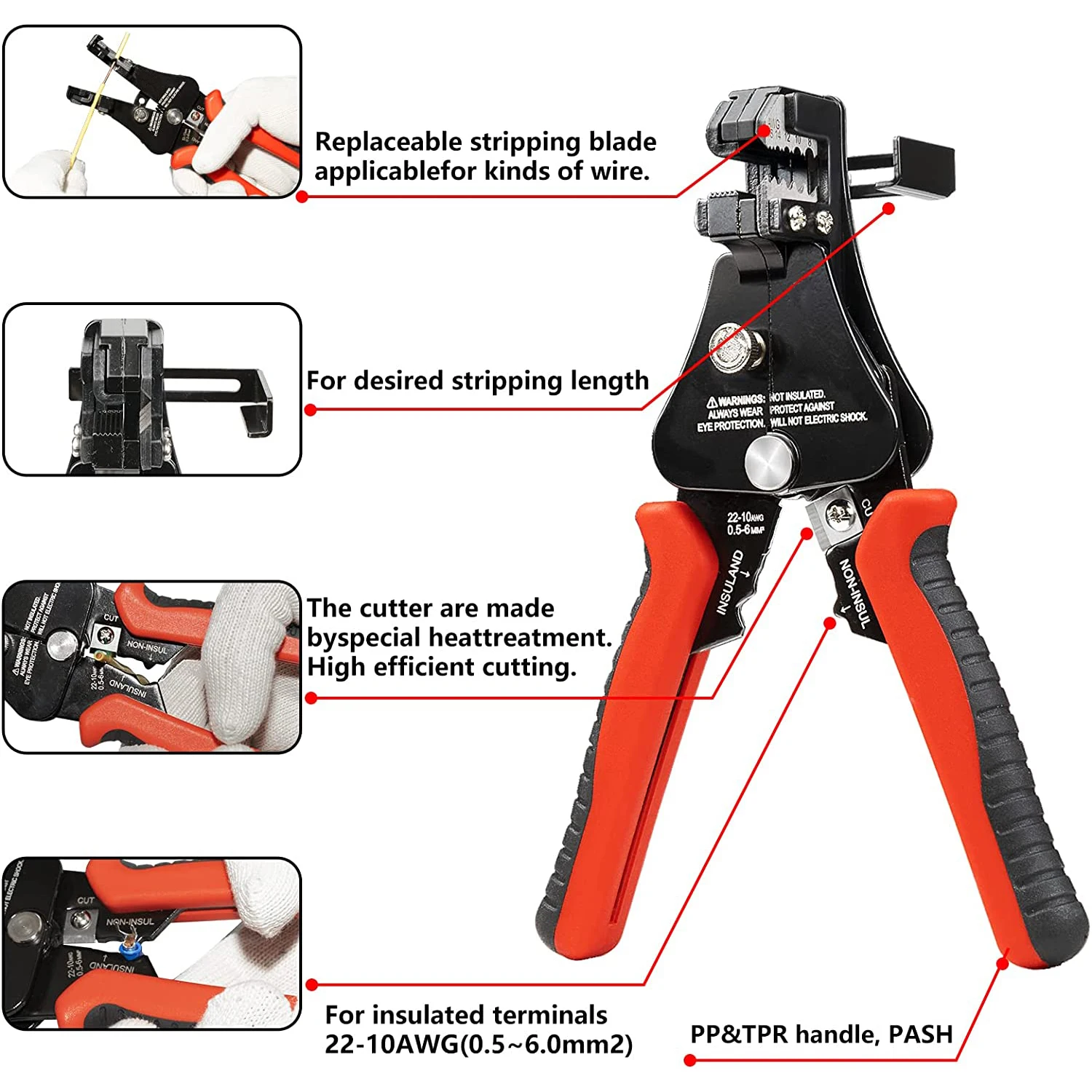 3in1 Wire Stripper Plier-Bare/Insulated Terminal Crimping Tool, Cutting and Stripping Wires-Handy and Portable Electrical Tool