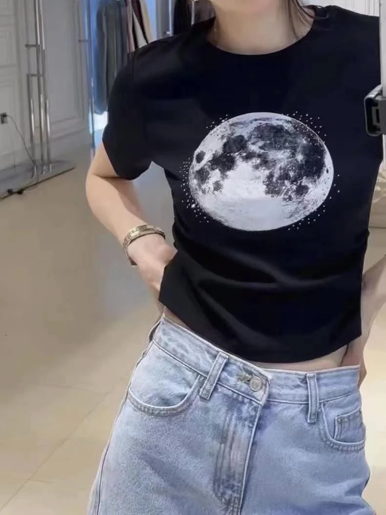 

Облегающая круглая футболка Ne ort Sve, женская летняя новинка Sle с принтом букв, дизайн для поездок на работу, креативный узор, китайская...