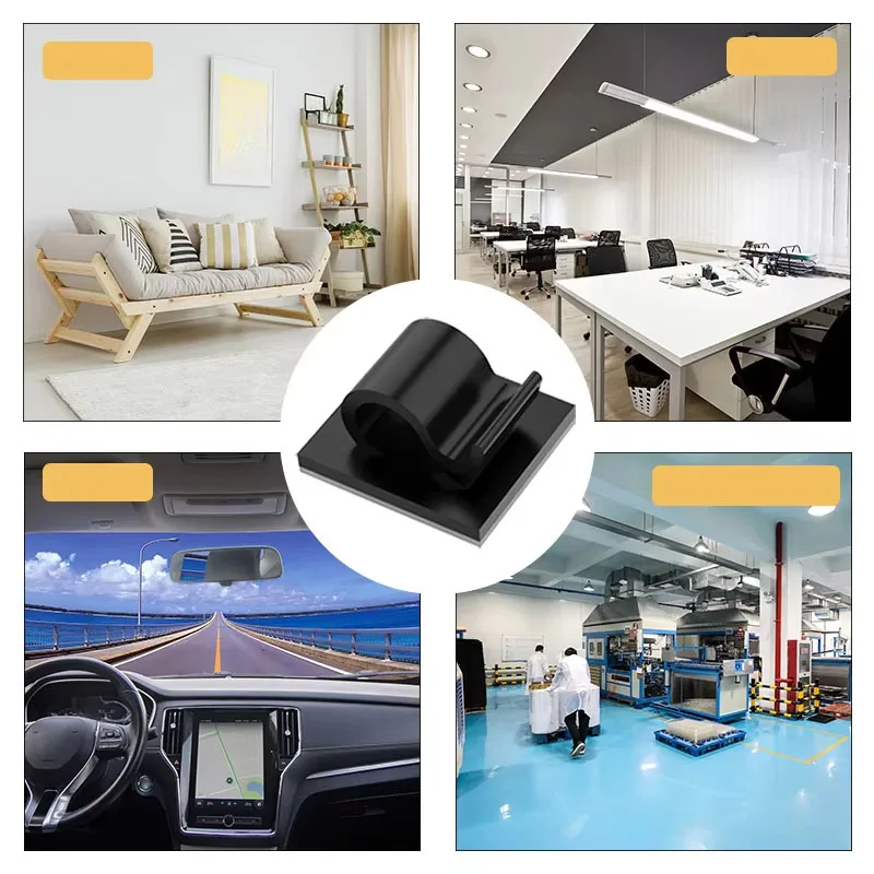 10/20/50PCS R-type Self-adhesive Wiring Buckle Cable Organizer Auto Fastener Car Clip Data Line Bobbin Winder Wall Mounted Hook image 5