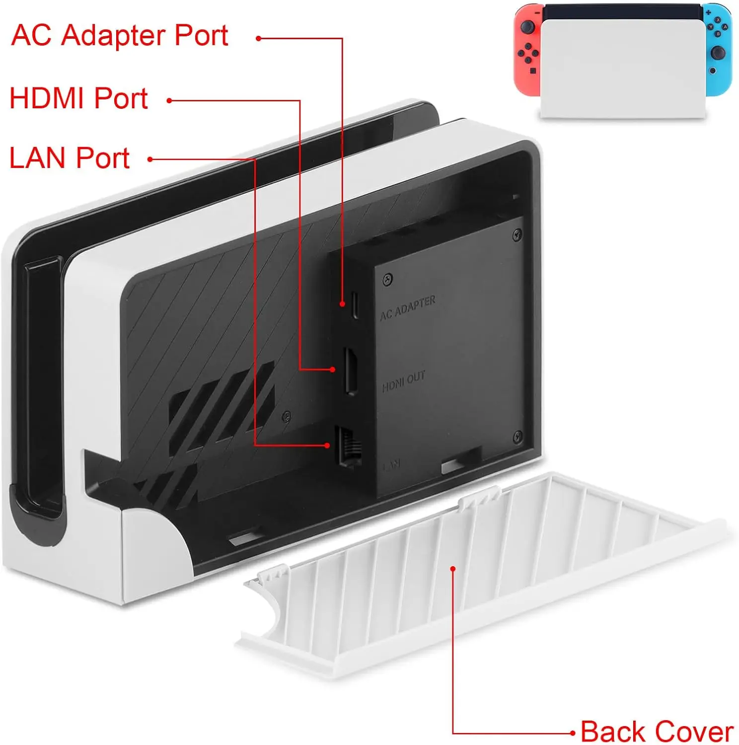 TV Dock Station BK-NS010 for Switch OLED with 1080P HDMI Cable and AC Adapter,3-1 Docking Station Set for TV & Switch