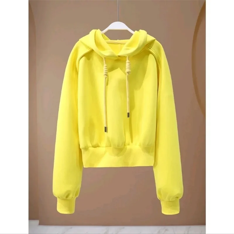 Female Hooded Drawstring Sports Shirt Coat Spring Autumn Ladies Long Sleeves Sweatshirt Retro Women Fashion Casual Loose Hoodies
