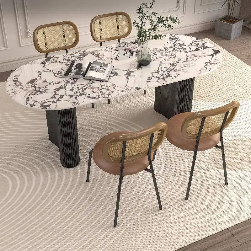 Designer Style Dining Tables Space Small Base Extending Luxury Dining Tables Modern Expandable Mesas Comedor Furniture For Home