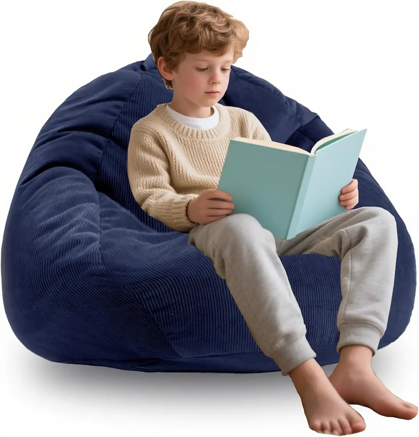 

3FT Memory Foam Bean Bag Chairs for Teens or Kids with Filling Bean Bag Sofa with Handle Super Soft Corduroy Fabric Lazy Sofa