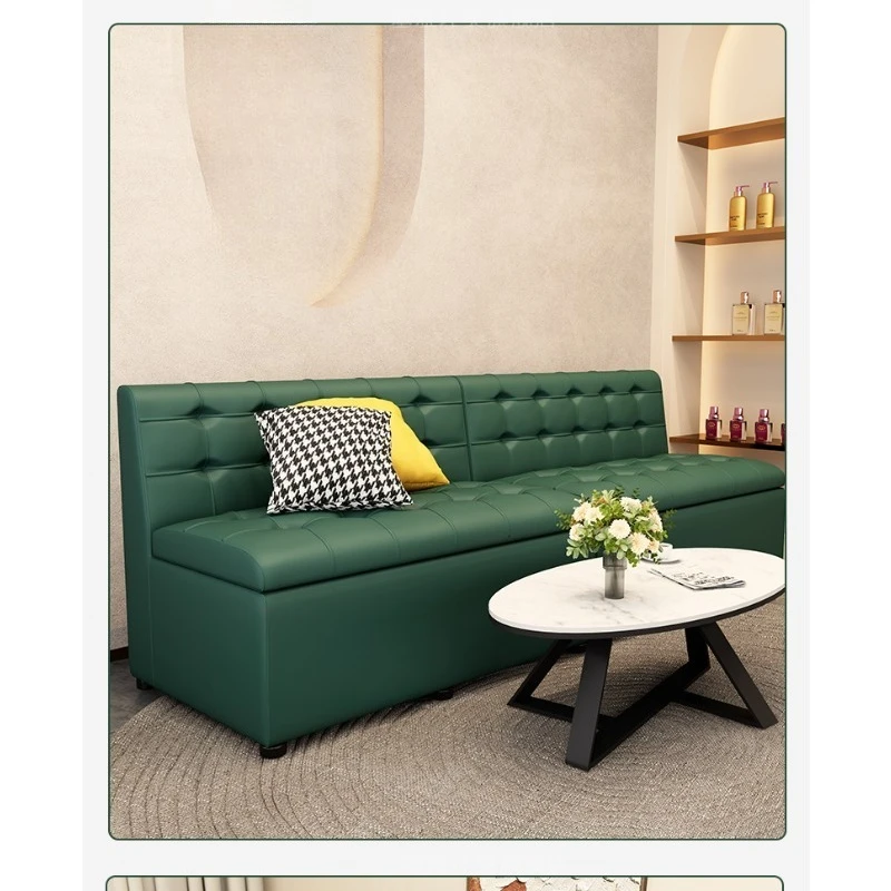 Sofa small apartment, the leather is not against the wall, simple modern style, straight row reception narrow version
