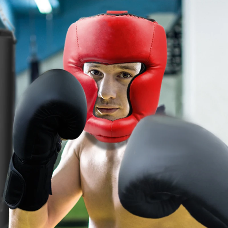 Safety Helment Thicken Boxing Headgear Adult PU Karate Muay Thai Training MMA Boxing Headwear Fighting Head Protection Equipment