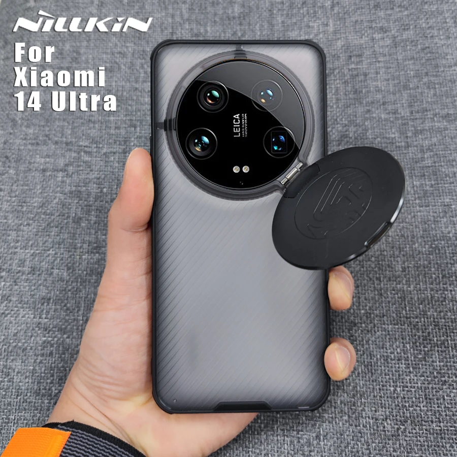 حافظة لهاتف Xiaomi Mi 14 Ultra 5G Nillkin CamShield شفافة سوداء مع حافظة كاميرا منزلق لهاتف Mi14 Ultra غطاء العدسات