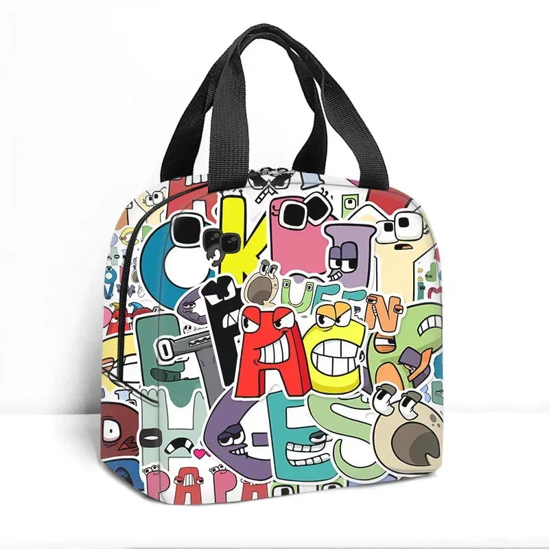 Gioco Alphabet Lore borsa termica portatile per il pranzo borsa termica per studenti borsa per alimenti da viaggio Picnic Lunch Box per uomo donna bambini