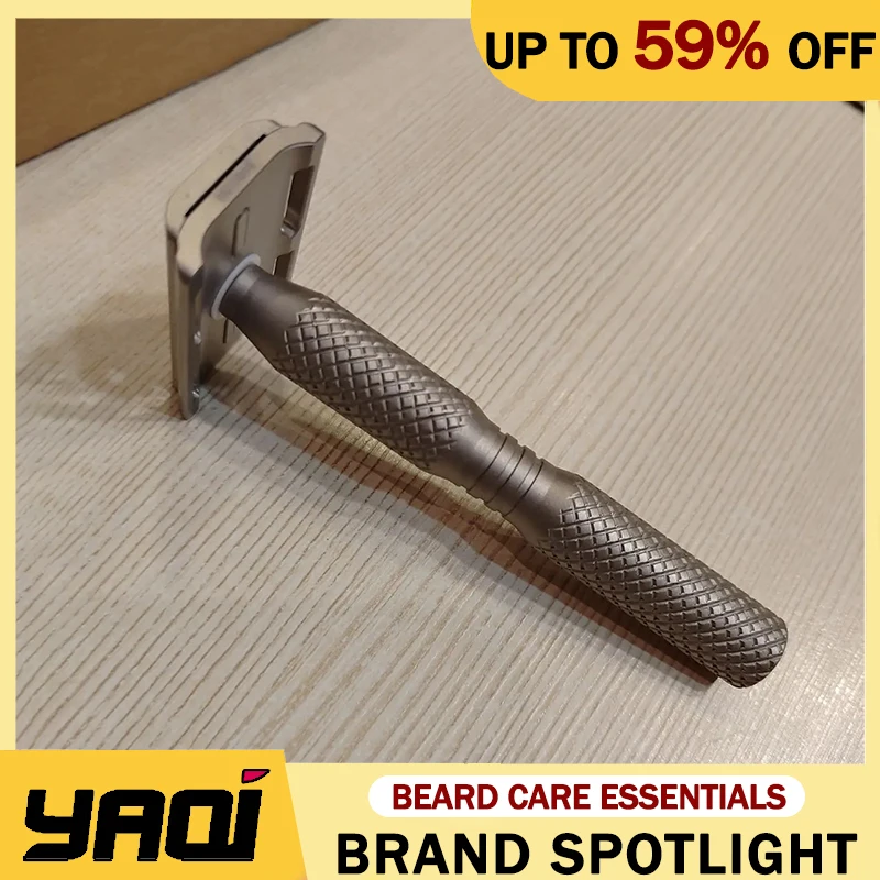 YAQI Ghost Cross Grain Pattern Titanium Light Weight Safety Razor For Men Durability Ergonomic Design Comfortable Experience