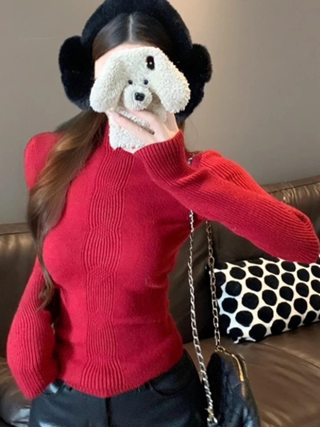 

Fashionable Long Sleeve Knitted Sweater Women's Winter Elastic Slim Fit Half High Collar Inner Wear Spicy Tight Base Shirt Top