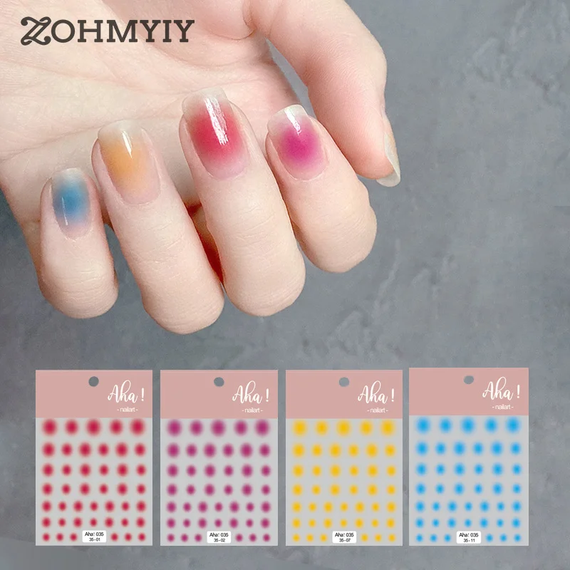 3D Translucent Blush Gradient Nail Art Stickers Self-Adhesive Rainbow Color Blush Sliders Blooming Gradient Nails Decals Salon