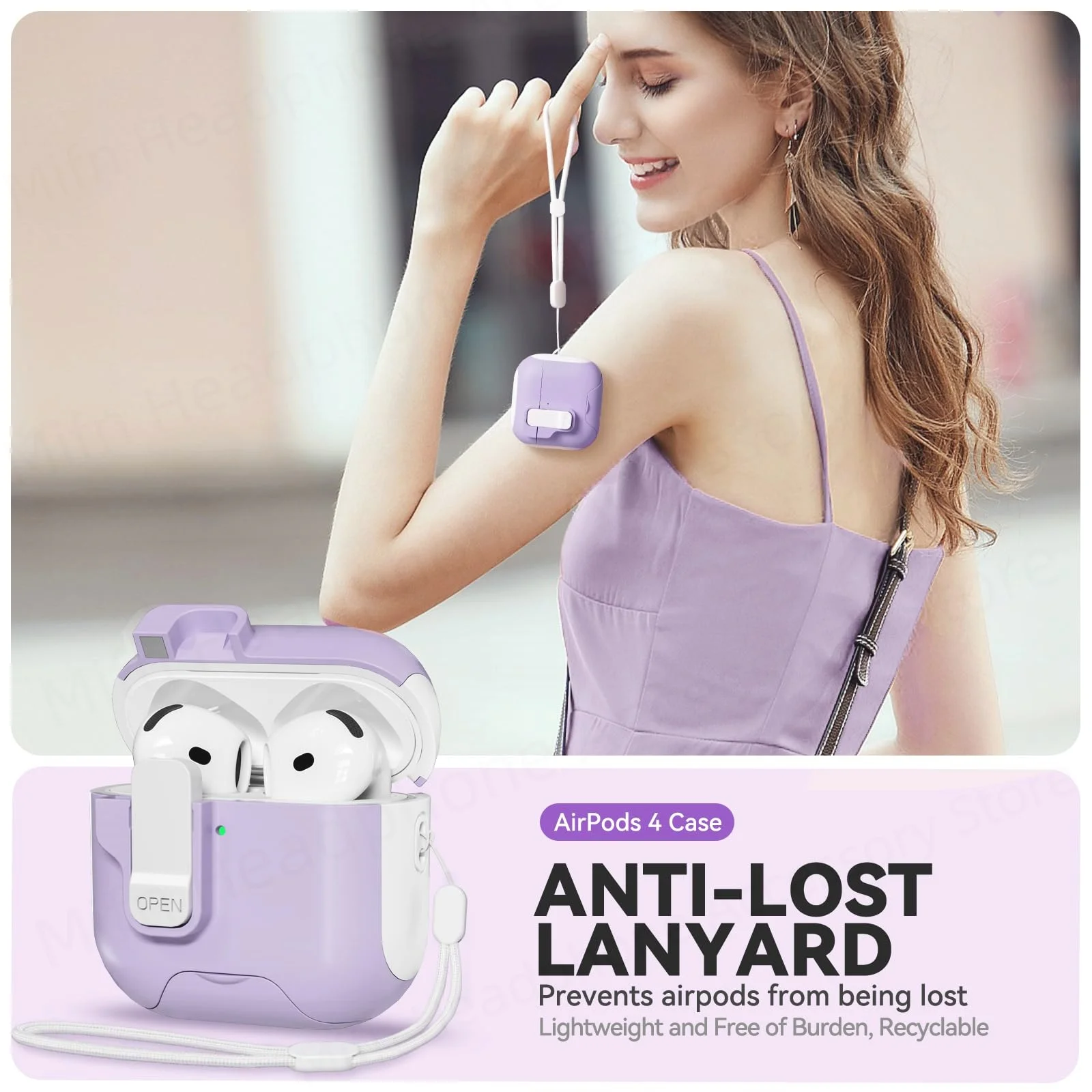 Nueva funda magnética automática para auriculares diseñada para AirPods Pro de segunda generación 2022/2023 (cable de aclaramiento) con cordón
