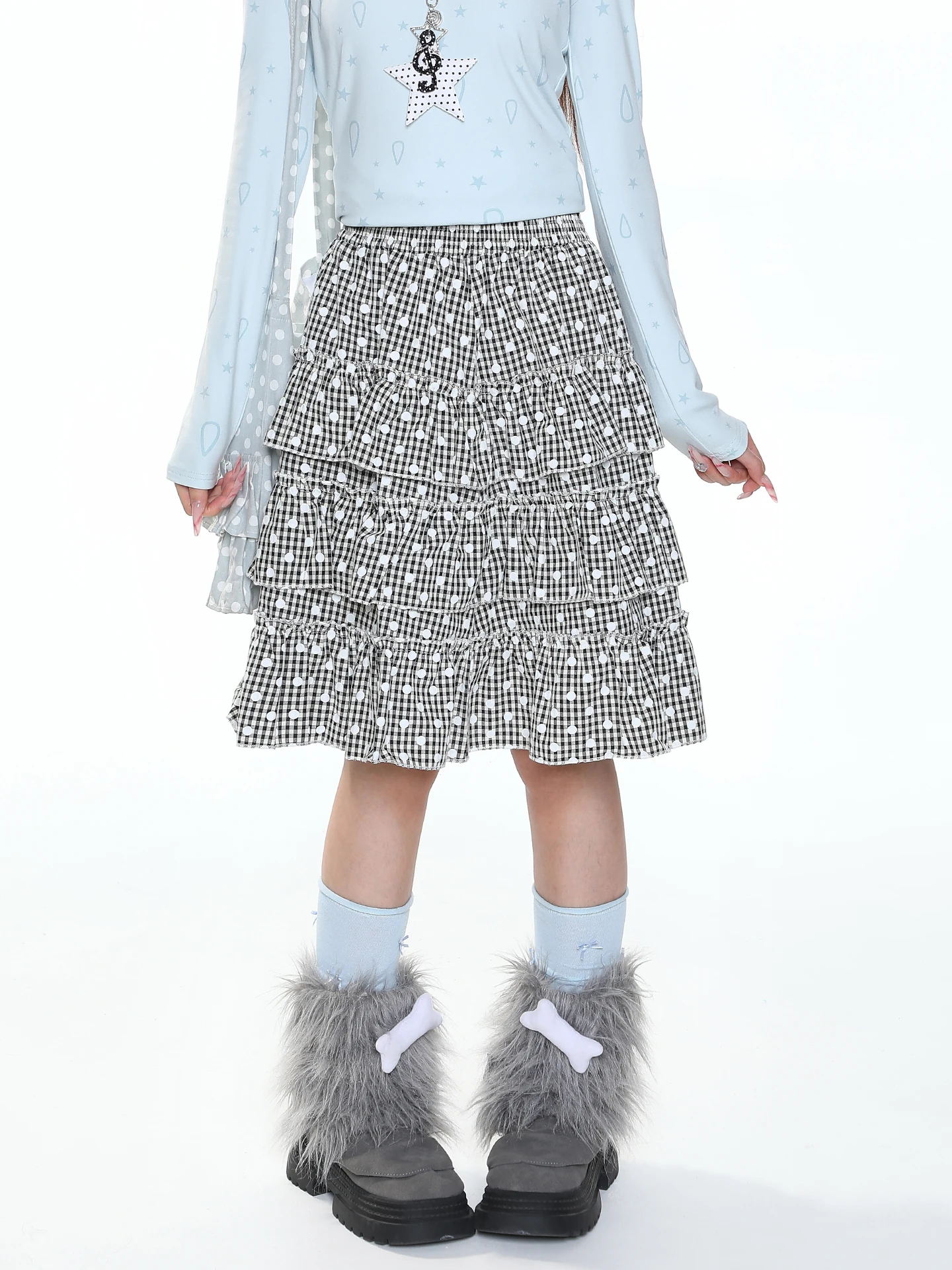 Sweet School Style High Waist A-Line Polka Dot Skirt Women's Casual Slimming Puffy Half-length Skirt for Young Girls