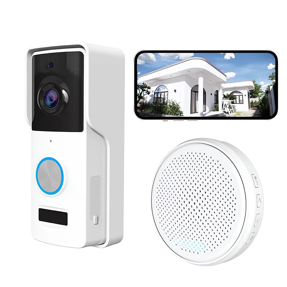 WiFi Video Doorbell Smartphone Door Ring Intercom Camera Visual Two Way Intercom IP65 Waterproof High Volume Indoor Receiver