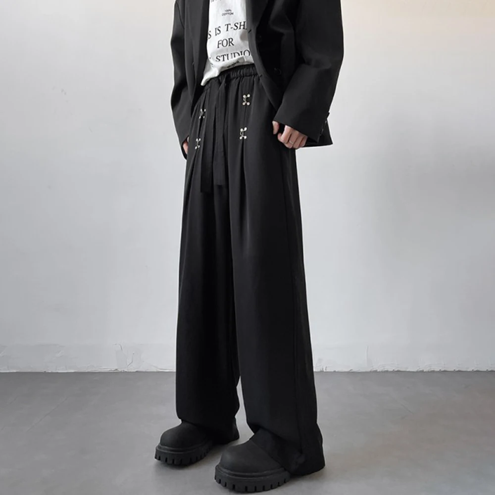 Pantalon homme Y2k avion bouton pantalons décontractés Streetwear mode tout-Match jeunesse Campus pantalon droit vêtements pour hommes 2025 nouveau