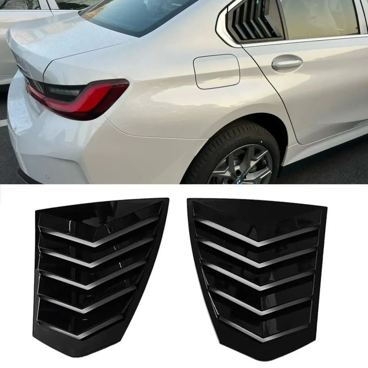 

For 2022-2023 BMW 3 Series G20 Electric I3 Adhesive Rear Louver Body Kit Molding Spoiler Cover Trim Rear Window Shark Gills