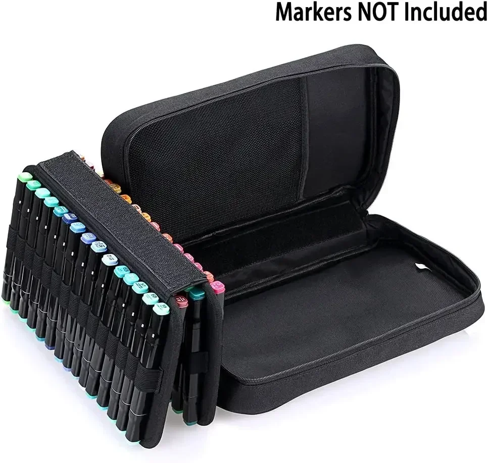 Noir Sharpie Canvas Storage Case Marke Markers Carrying Organizer-60 Marker Spectrum Touch for Paint Zippered Art Slots Lipstick