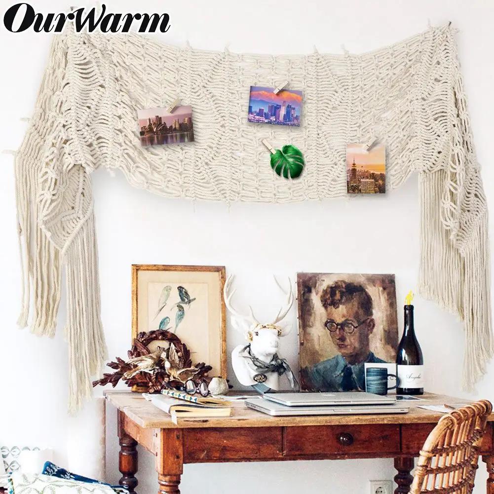 OurWarm Boho Table Runner， for Bohemian Decor, Boho Wedding Table Decor, Hand Woven Off White Table Runners for Dining Room