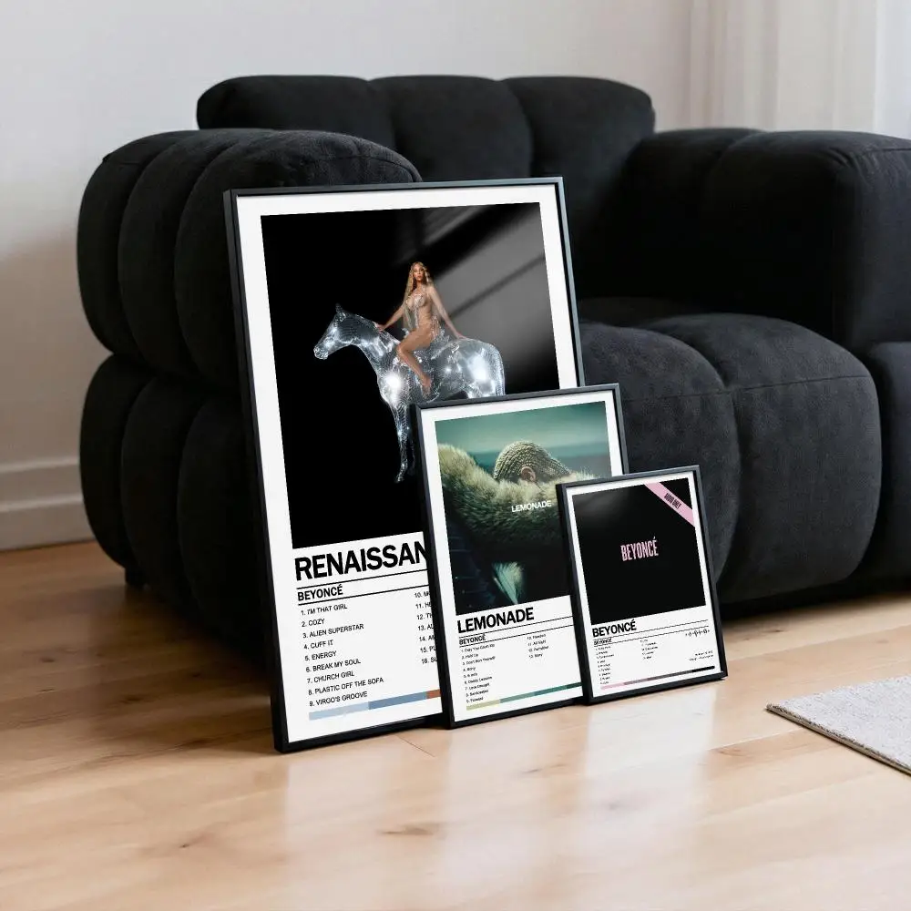 Beyonce Poster Peelable Self-Adhesive Album Cover Poster Stickers, Frameless Wall Art for Singer Band Pop Rap Bedroom