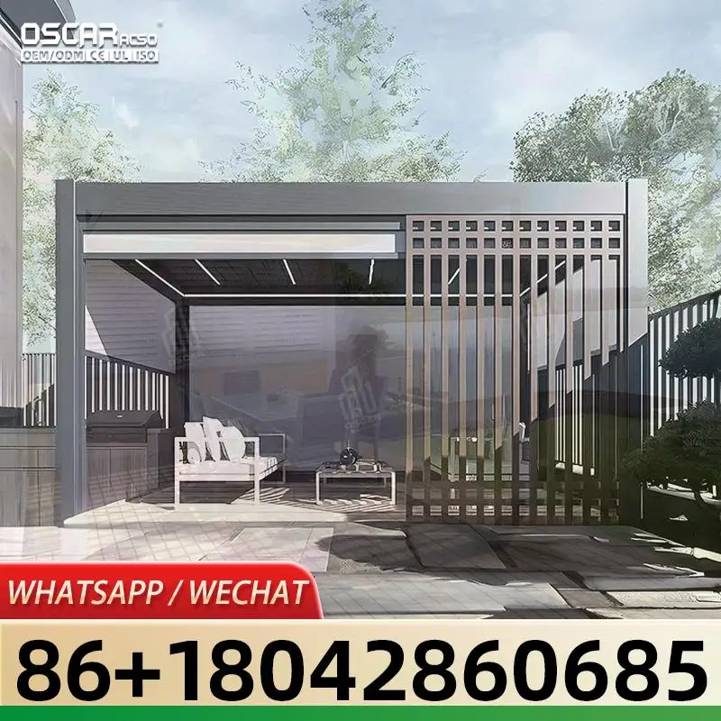 Motorized Arch Awning Aluminum Rainproof Sun Shade Sunshine Haven Outdoor Retreat Kits for Garden Patio Backyard pergola