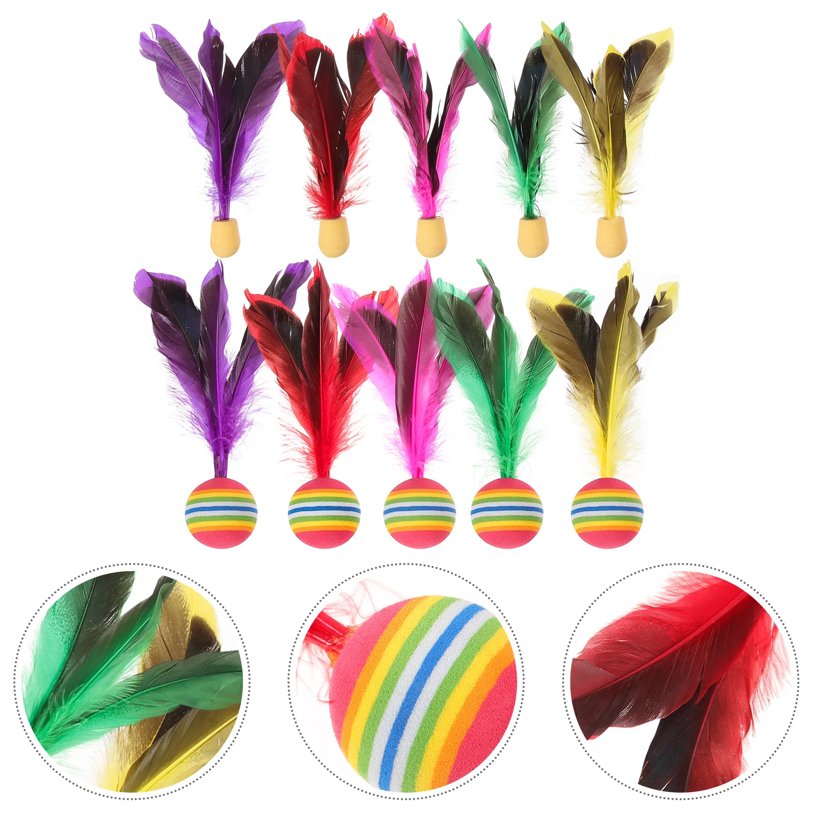 

10 Pcs Colorful Badminton Sponge Shuttlecocks 5 Small 5 Large Impact Wear Resistant Toy High Elastic Fun