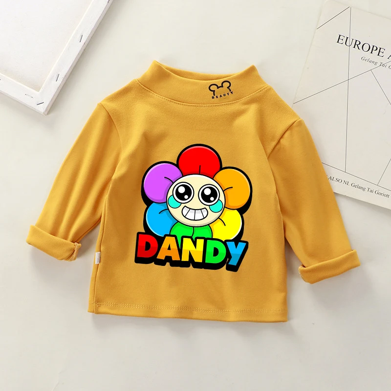 Dandy's World الأطفال طويلة الأكمام قاع قميص صبي فتاة عادية ربيع الخريف ملابس اخلية حرارية لطيف الكرتون الاطفال تي شيرت