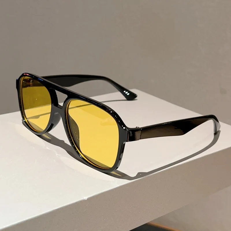 2026 Neue Doppelbrücken-Retro-Sonnenbrille Unisex Modisch und Vielseitig Froschaugen-Pilotenbrille mit Eckigem Rahmen UV400 – Detail 16