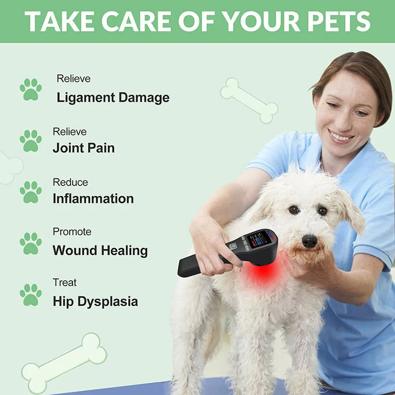 

Dog Pain Relief Cold Laser Pet Therapy Device for Anti-inflammation Wound Healing Tissue Repair With 4x808nm+16x650nm 880mW