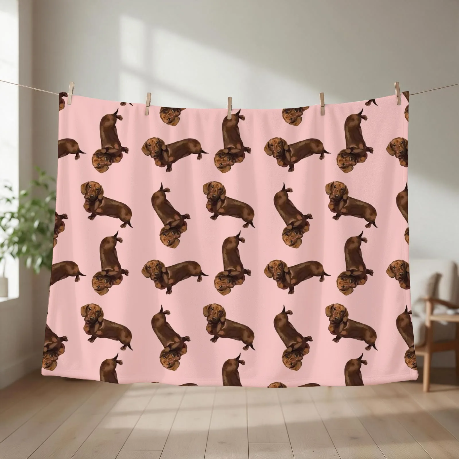 Mini Dachshund / Sausage Dog Throw Blanket couch cozy soft plush fuzzy picnic outdoor blanket